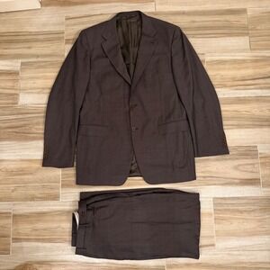 Canali Mens 54L Gray Glen Check 100% Wool 2 Button Suit Made in Italy